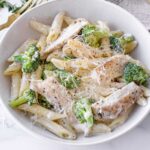 creamy chicken broccoli alfredo bowl
