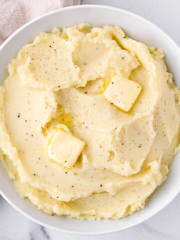 light and fluffy mashed potatoes next to napkin