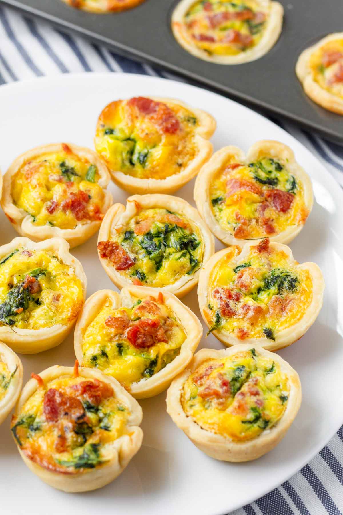 baked bacon and spinach quiches bite sized