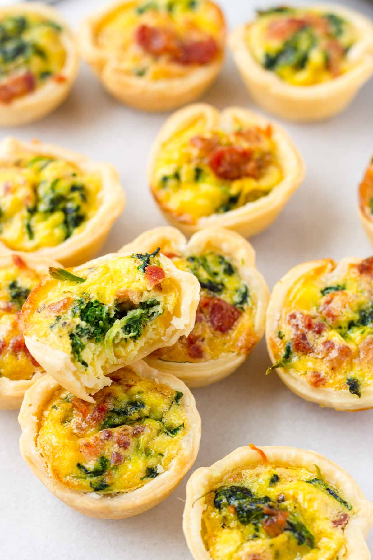 mini spinach quiches with bacon