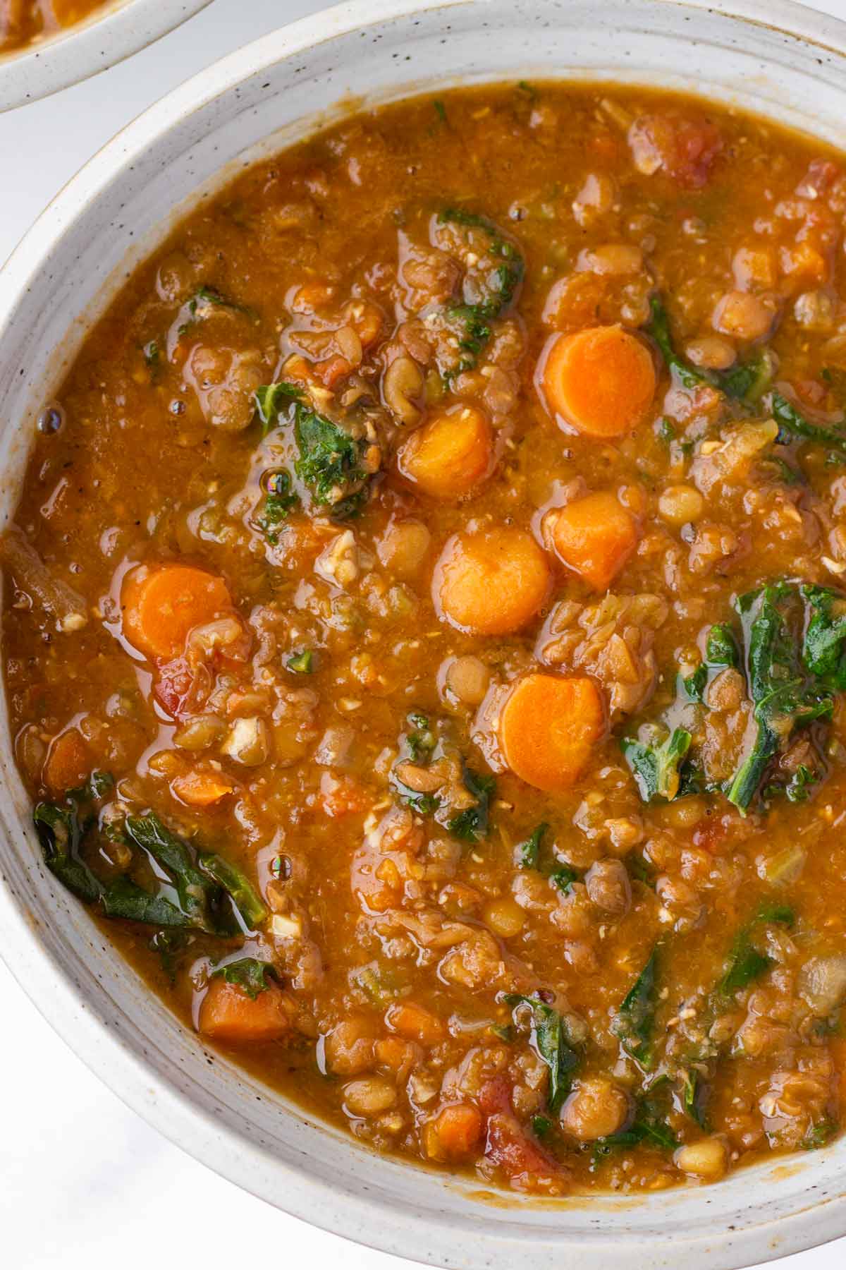 hearty lentil soup with kale and carrots