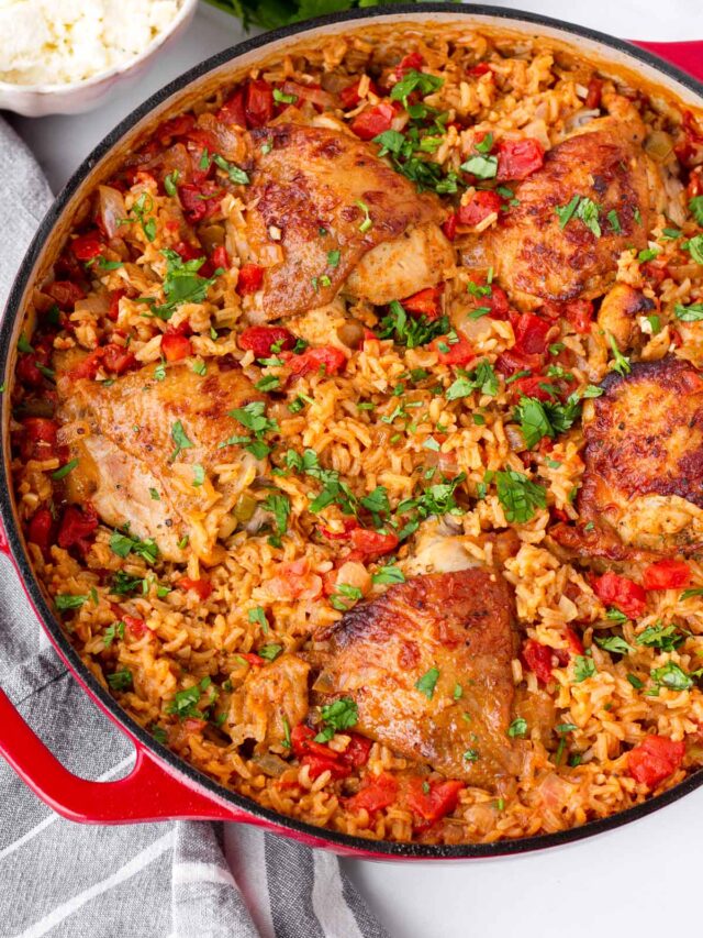 One Pot Mexican Rice with Chicken Thighs