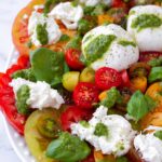 tomato burrata salad with basil dressing