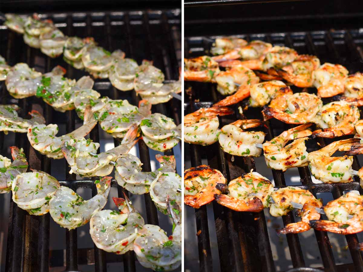 cooking shrimp over grill