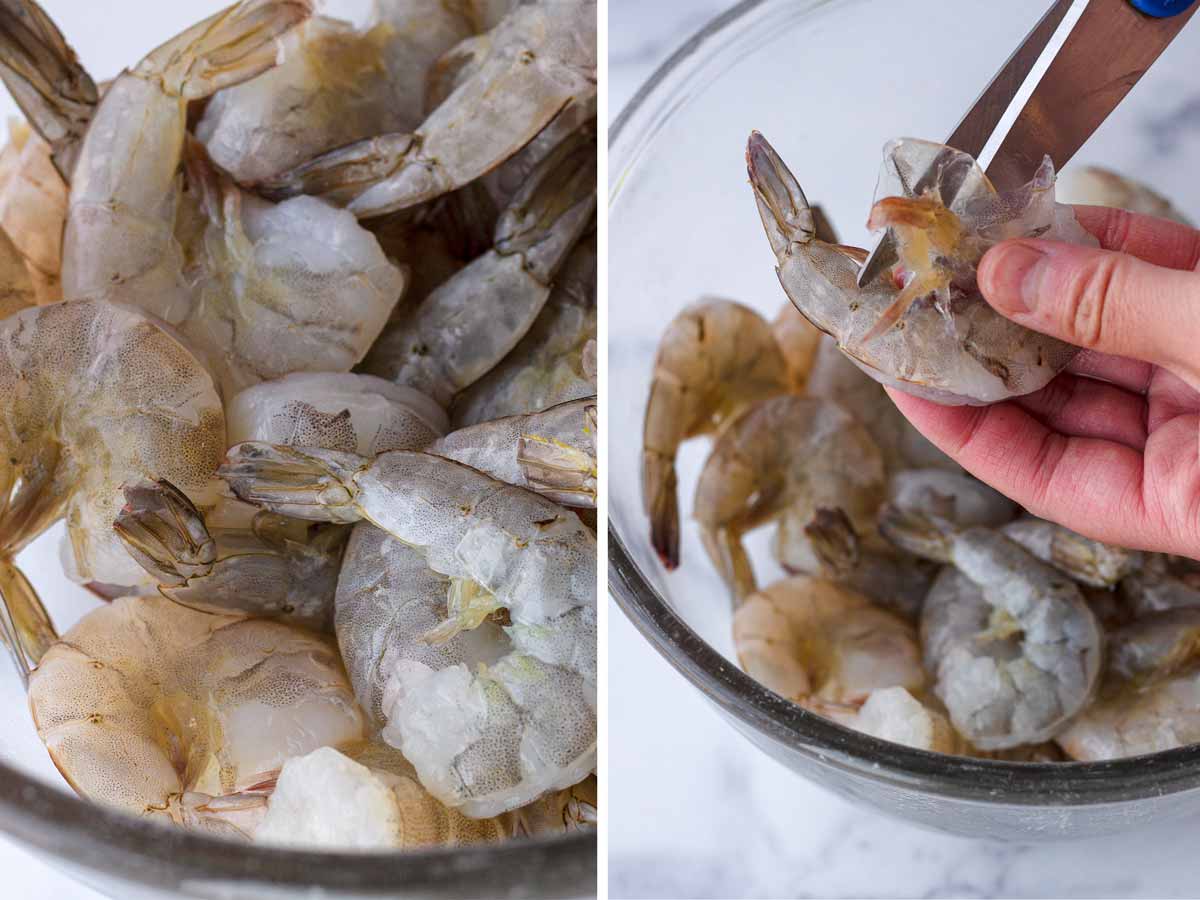 removing shell from shrimp