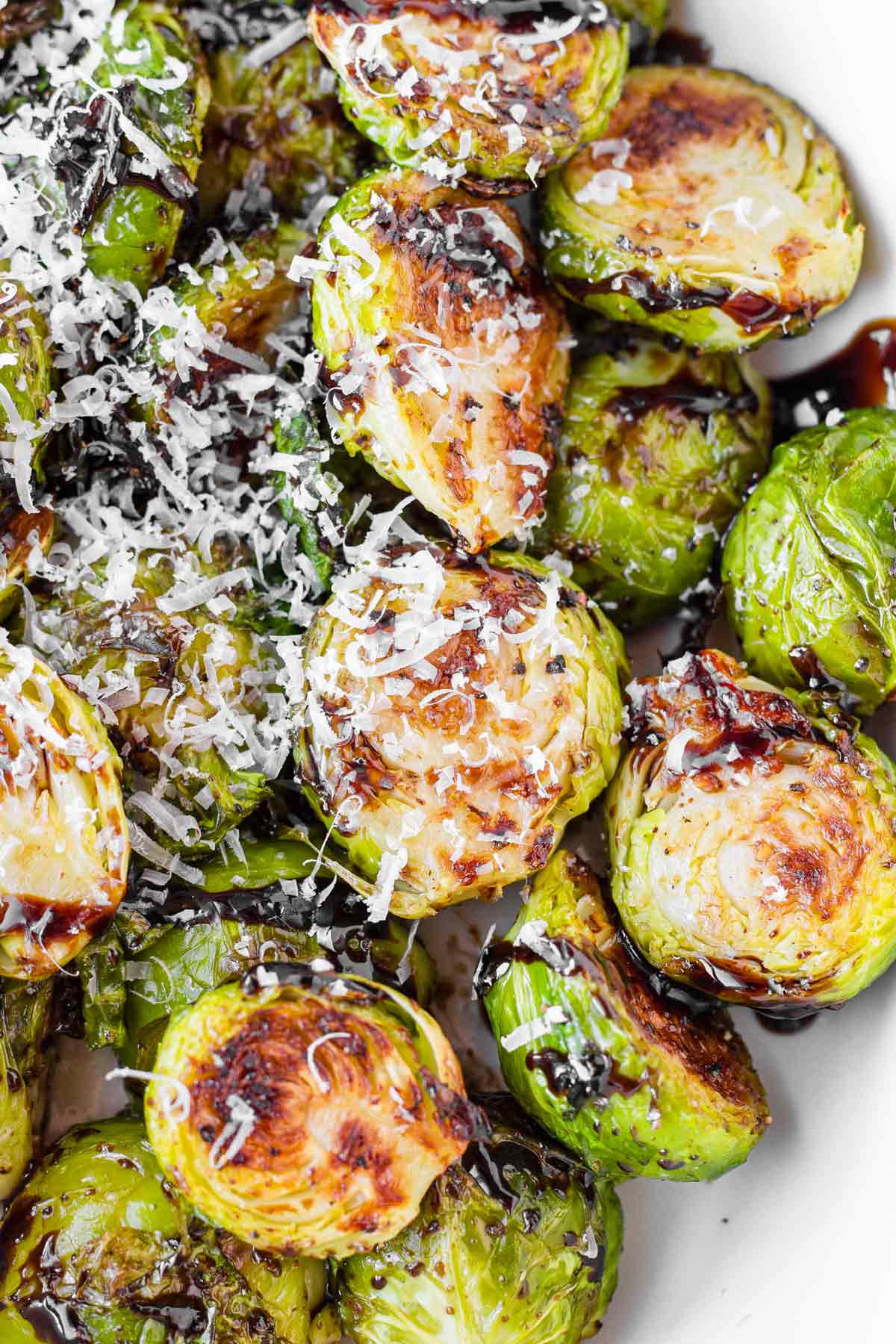 roasted balsamic glazed brussels sprouts with parmesan