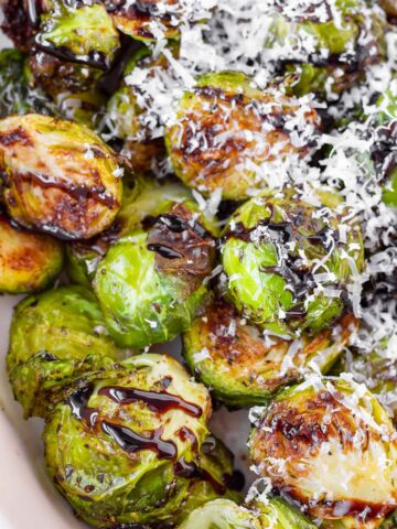 close up of glazed brussel sprouts