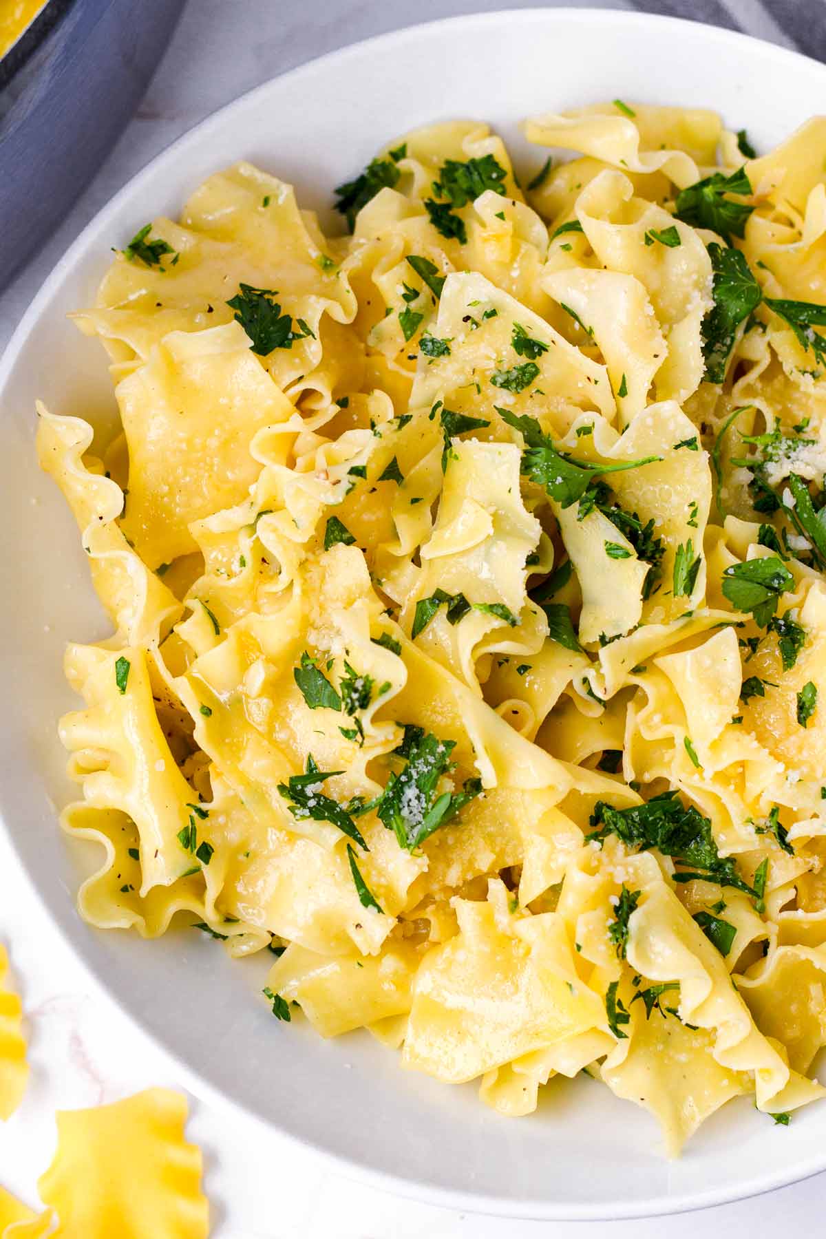 buttered egg noodles with parmesan and parsley