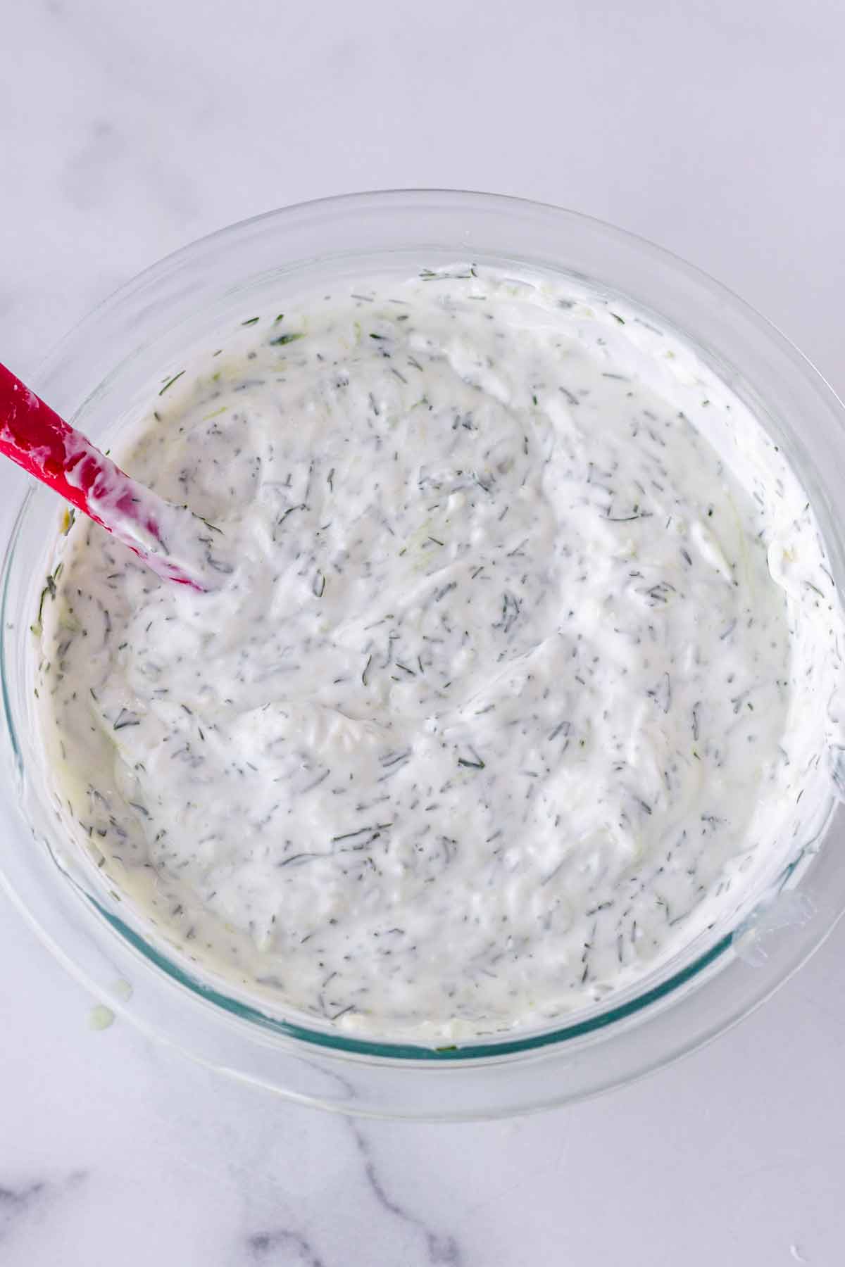 mixed creamy yogurt sauce