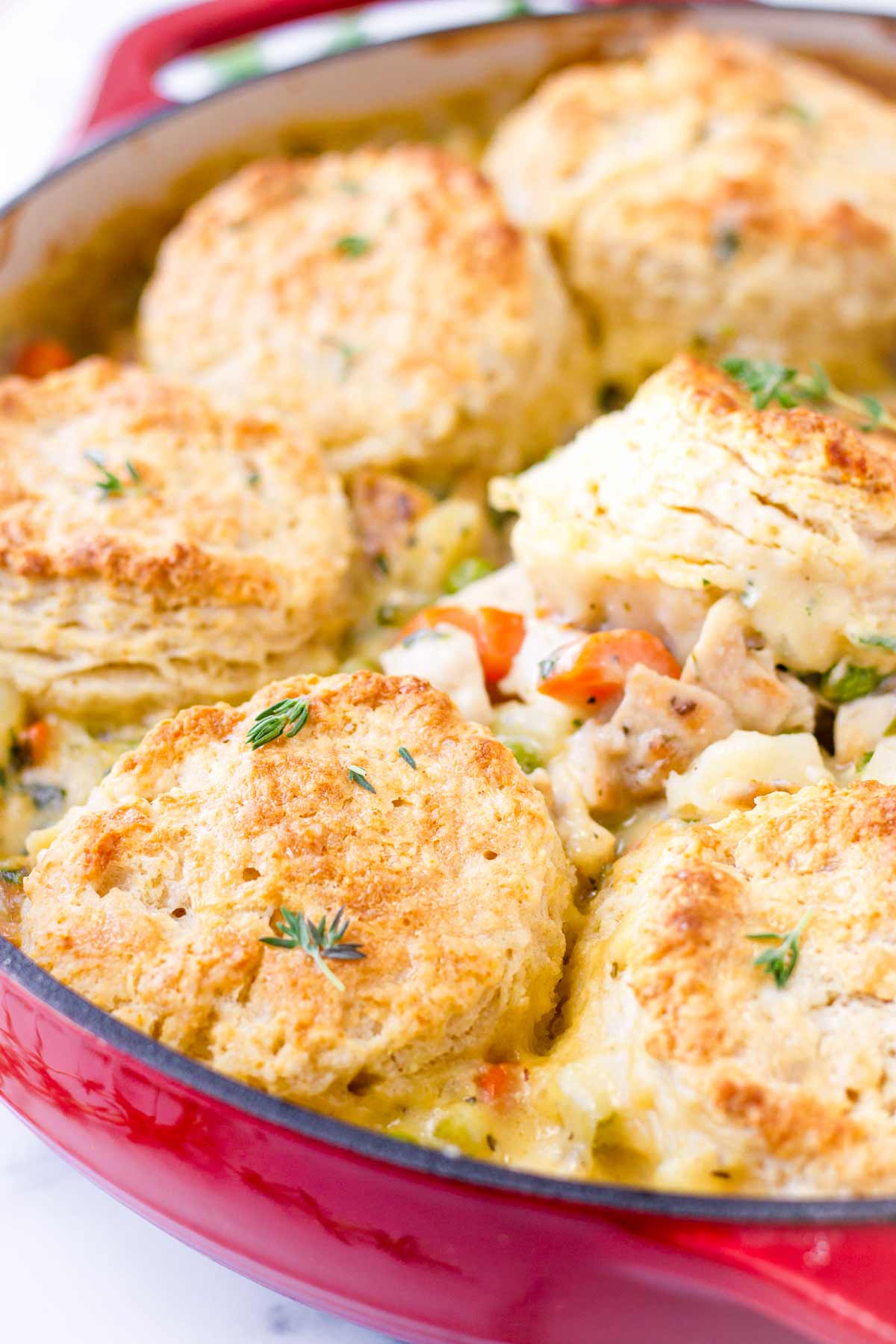 creamy chicken pot pie with biscuit topping