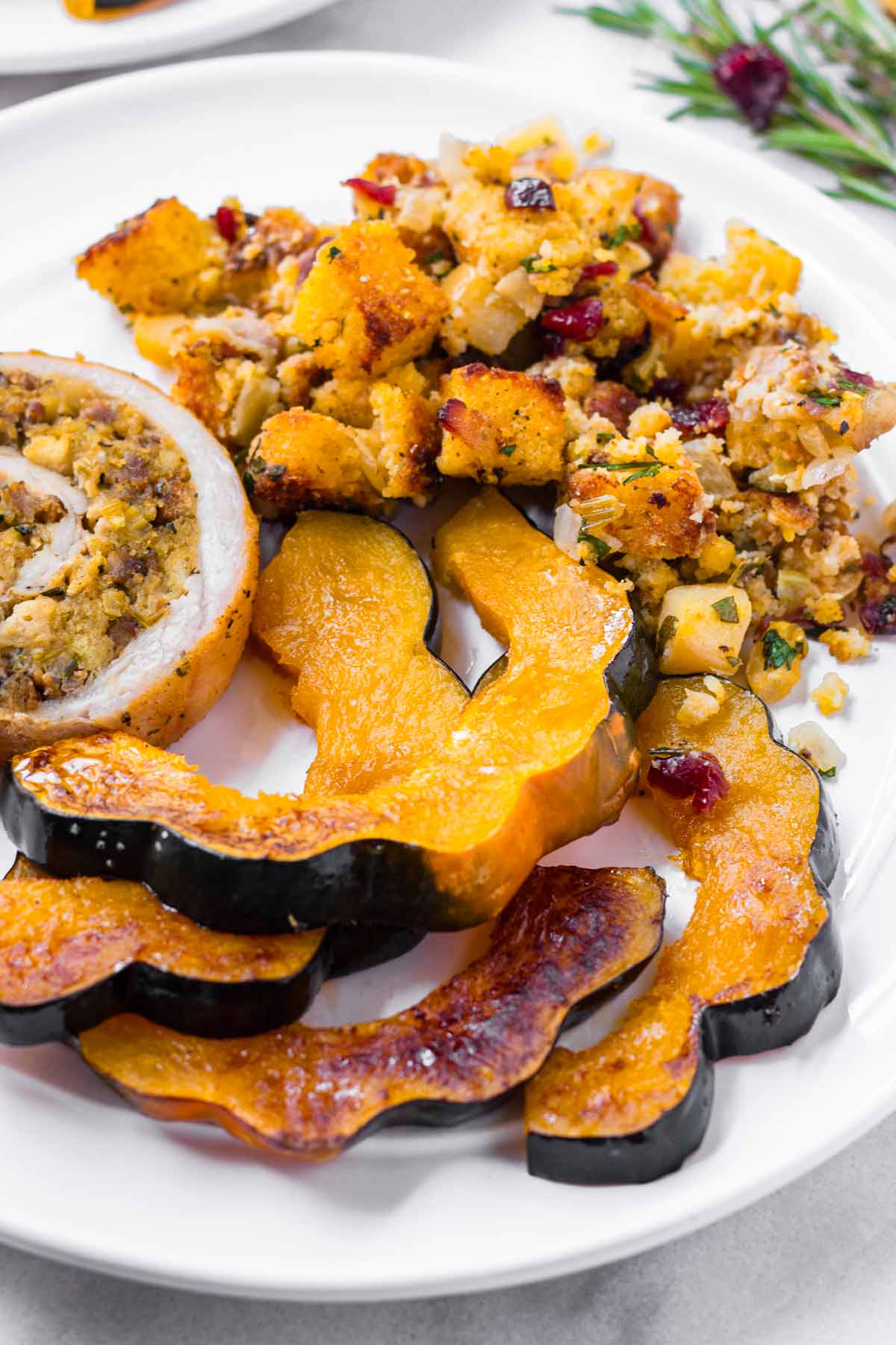 acorn squash served with stuffing