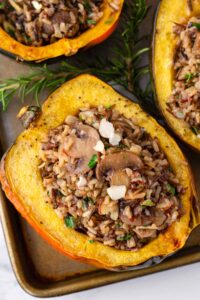 Wild Rice Stuffed Acorn Squash - Cooking For My Soul