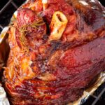 glazed ham bone-in on roasting rack
