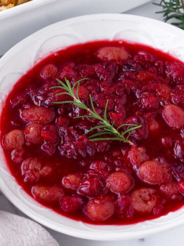 cranberry sauce with grapes and rosemary