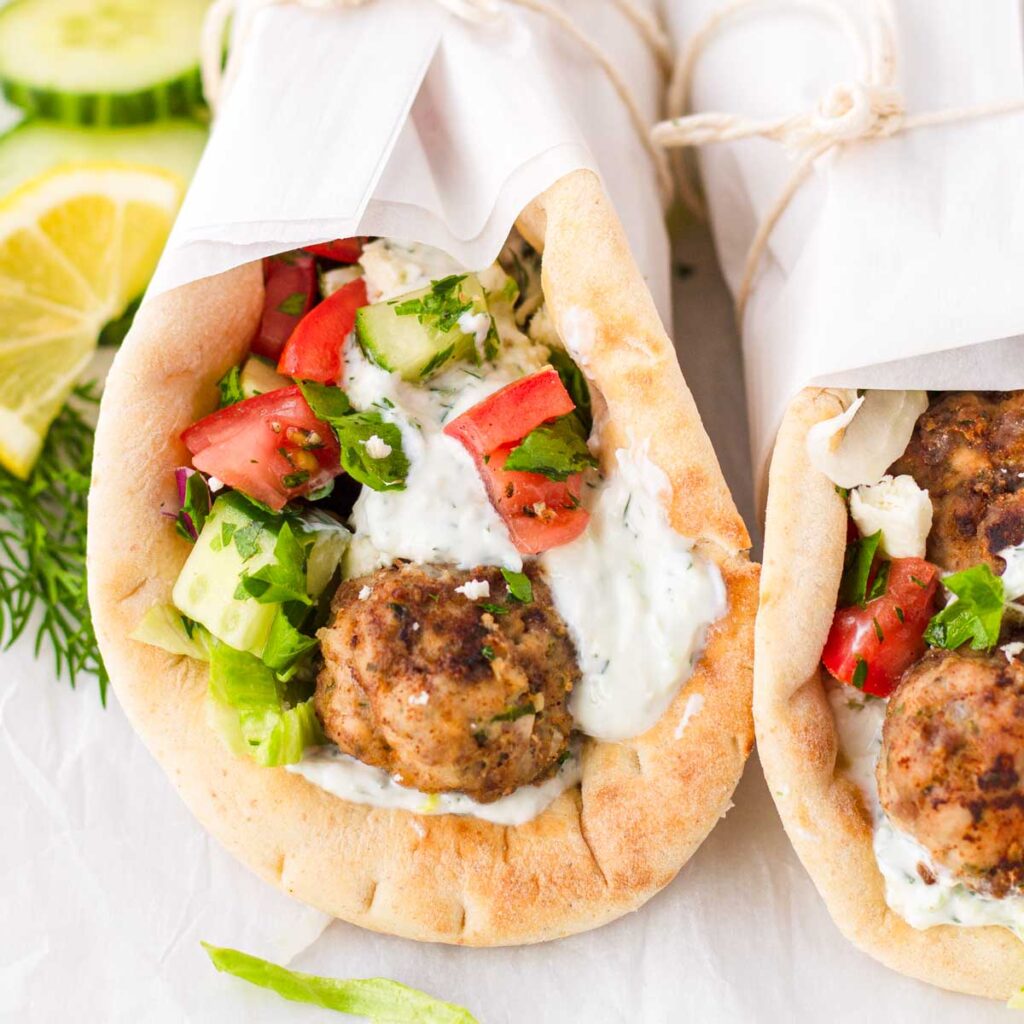 Greek Meatball Pita Wraps - Cooking For My Soul