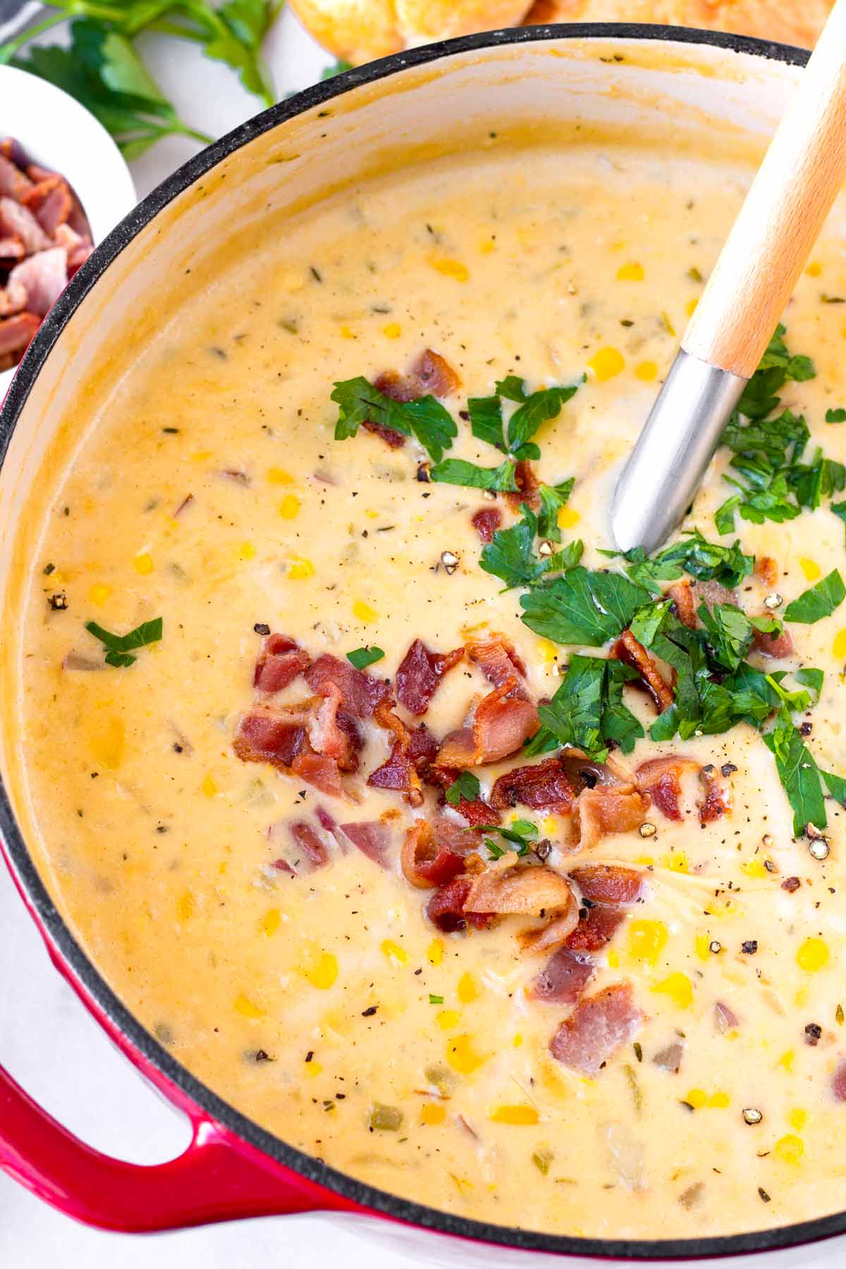 one pot potato chowder with corn and bacon