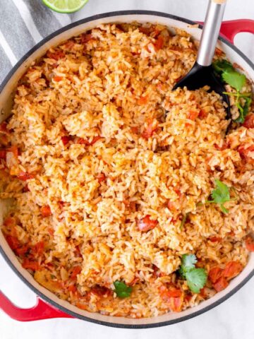 mexican red rice in dutch oven