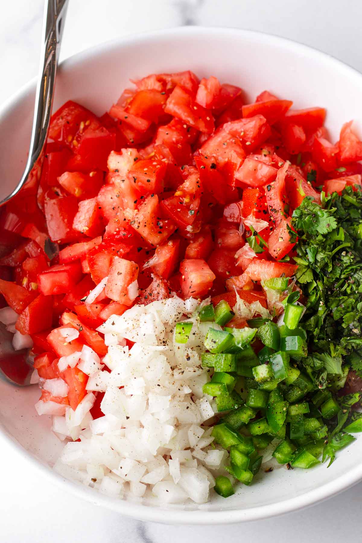 diced ingredients for the pico in a bowl