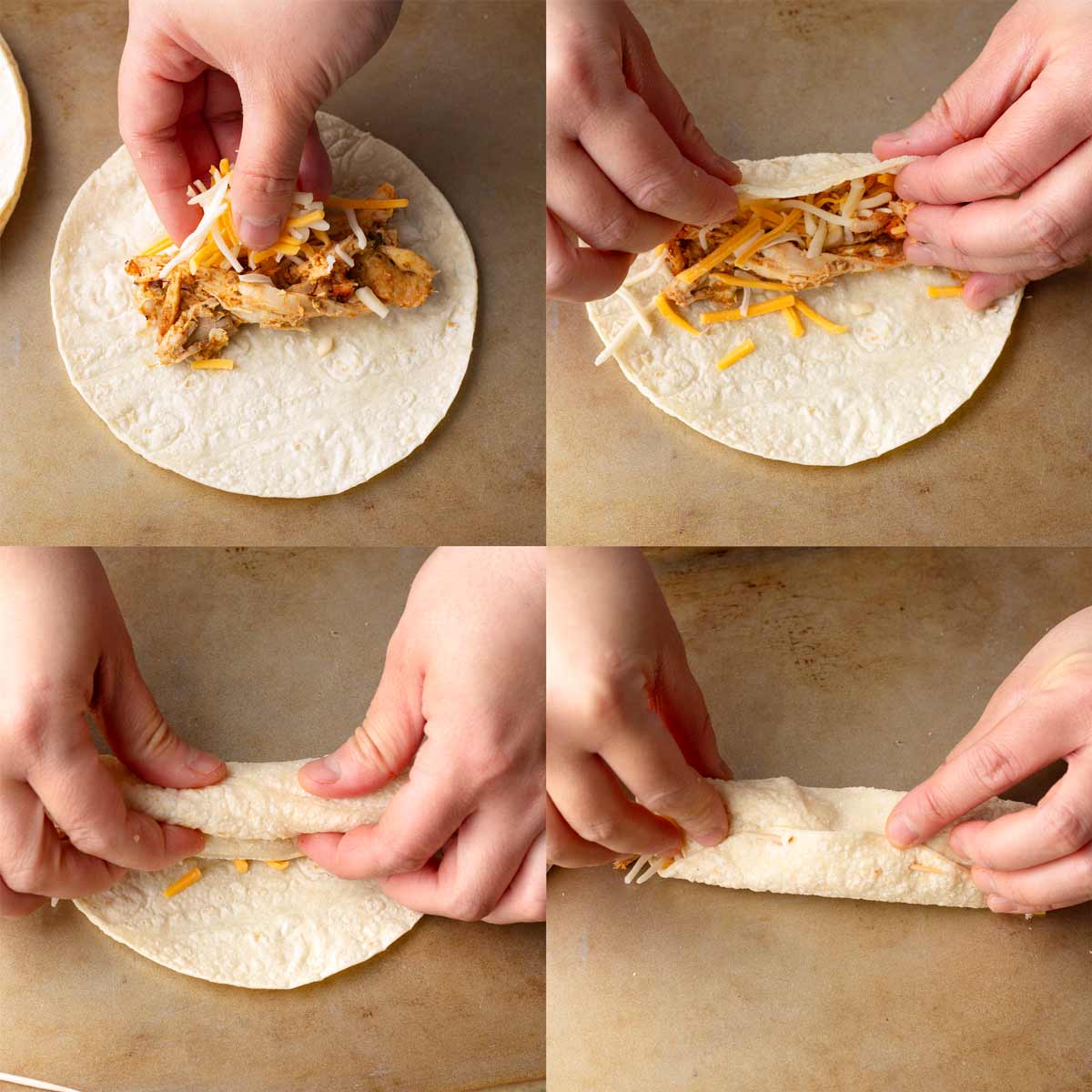 step by step assembling a taquito