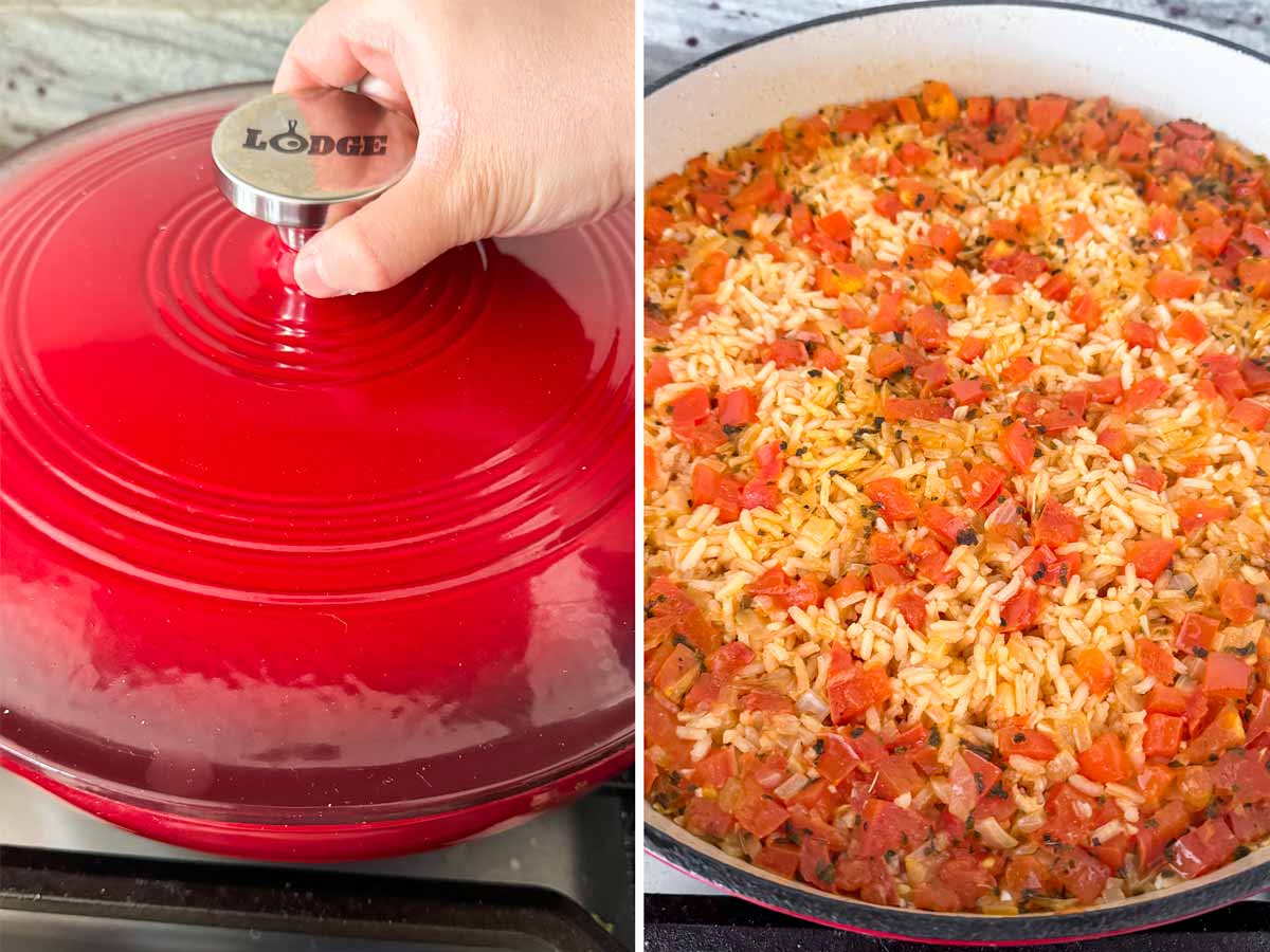 cooked rice with tomatoes