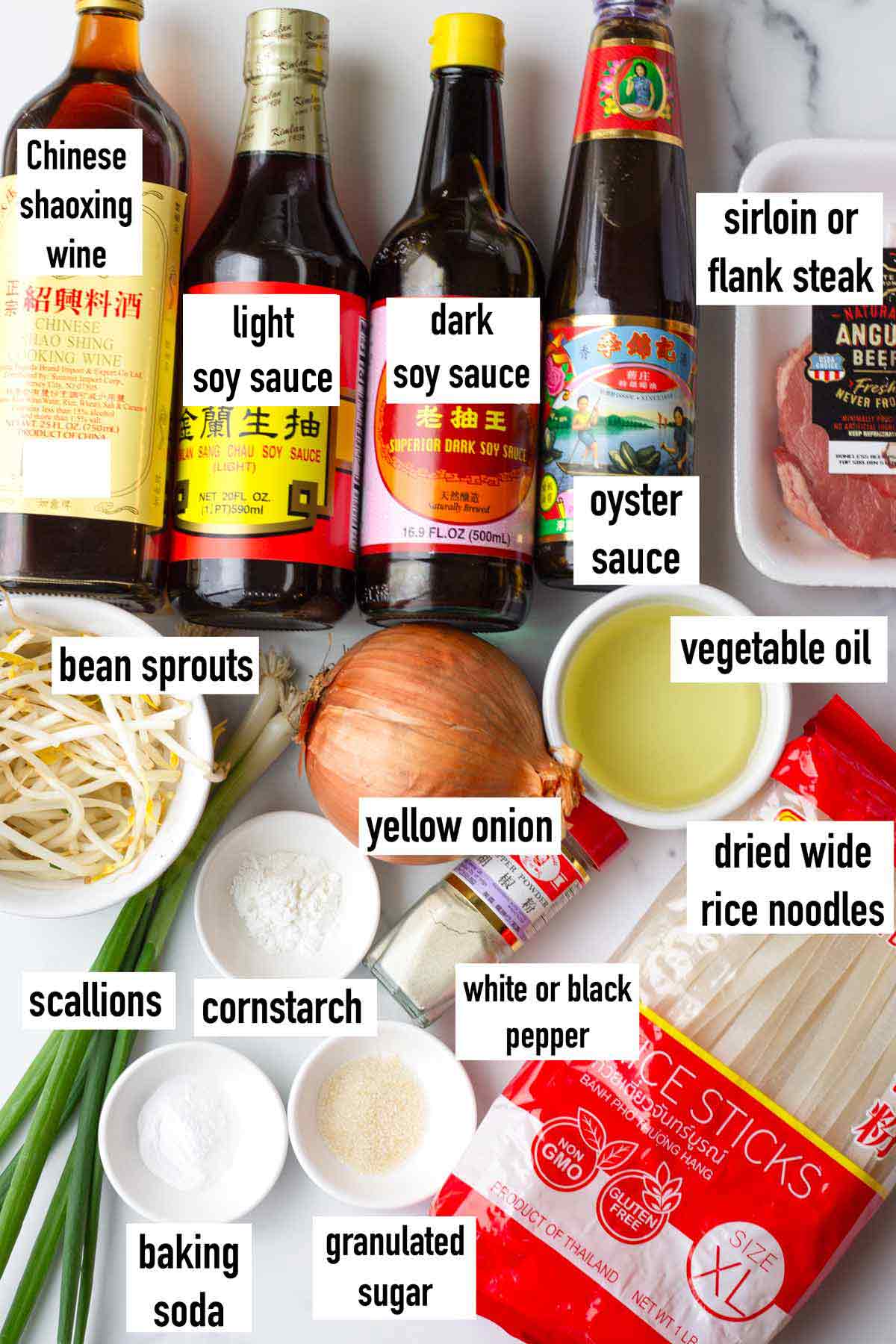 labeled ingredients for recipe