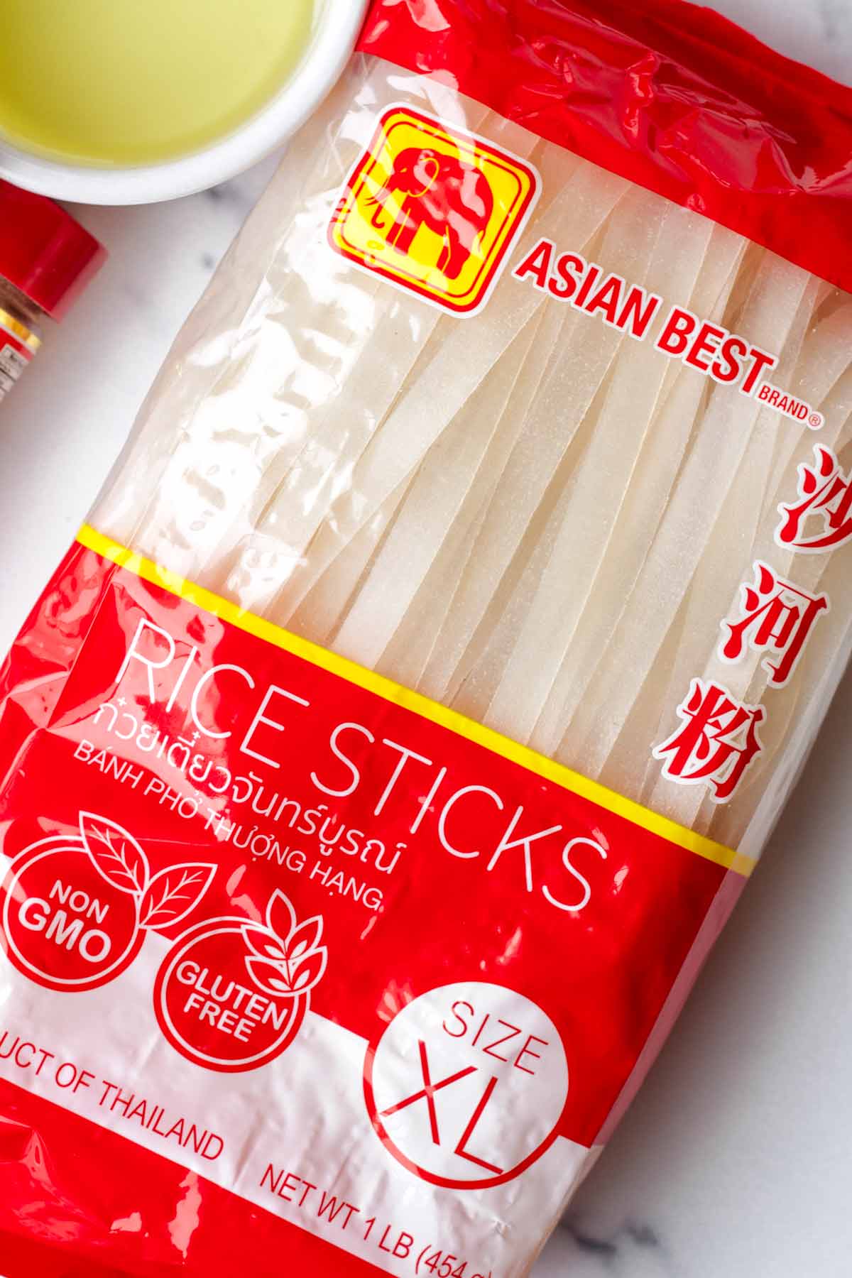 extra wide rice sticks in packaging