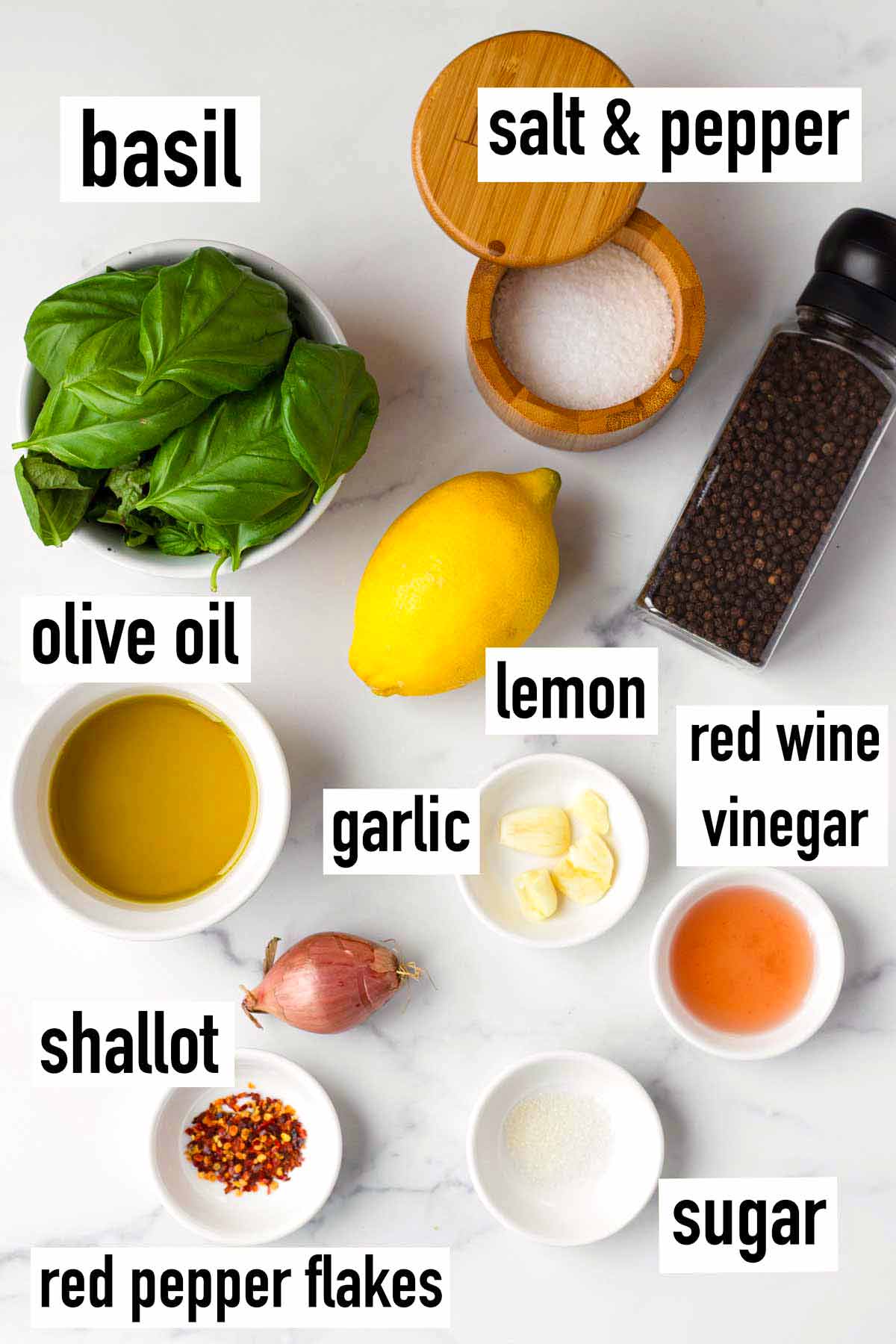 labeled ingredients for dressing
