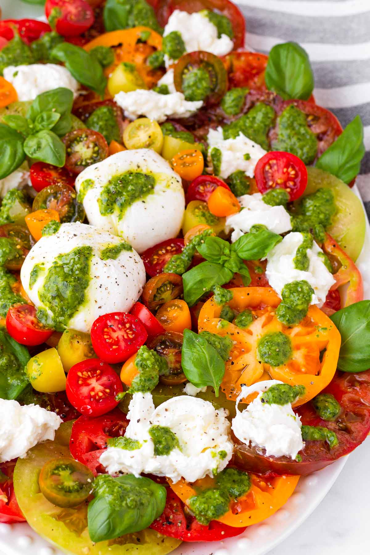 platter of fresh summer burrata salad