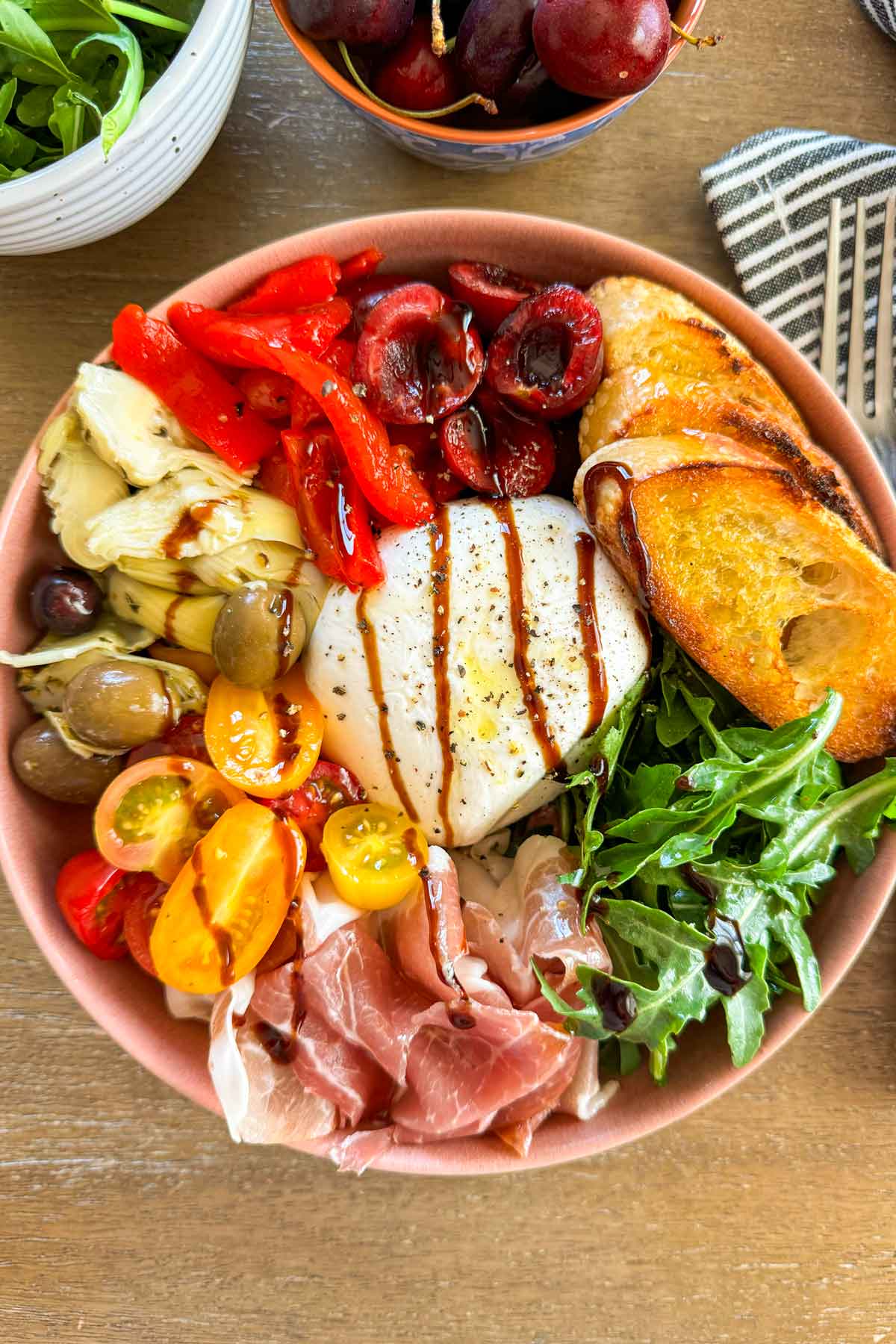 burrata bowl with seasonal ingredients