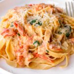 creamy tomato pasta with basil