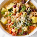 summer minestrone soup in bowl