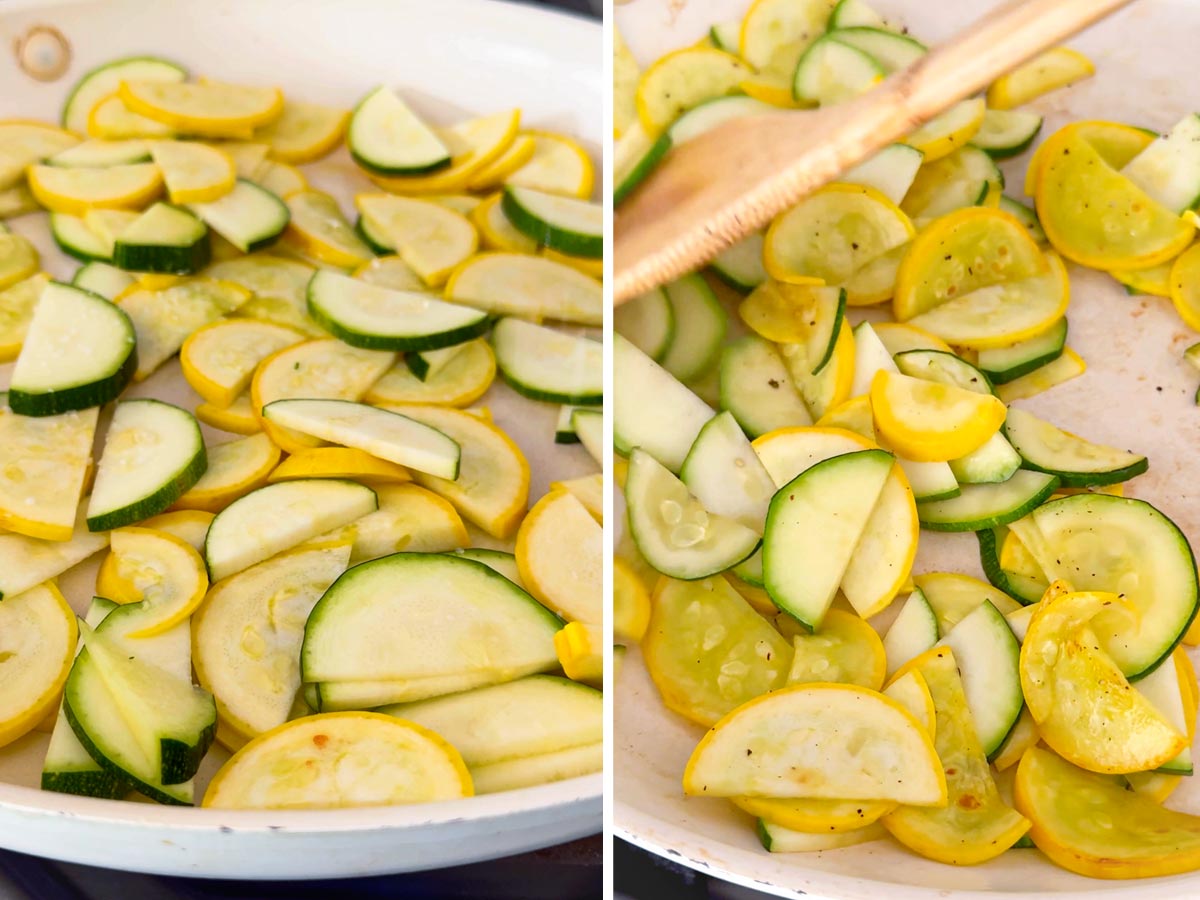 sauteing zucchini and yellow squash