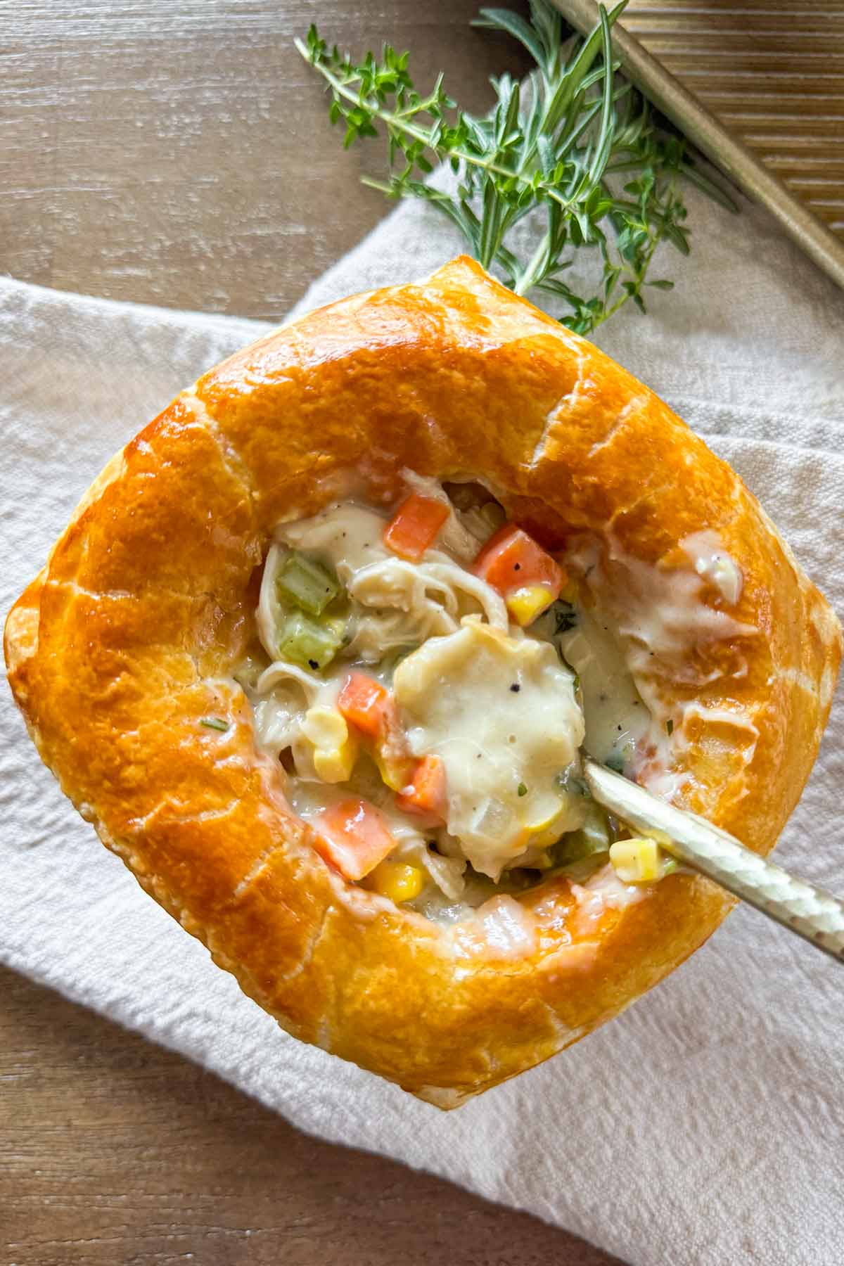 individual puff pastry summer chicken pot pie