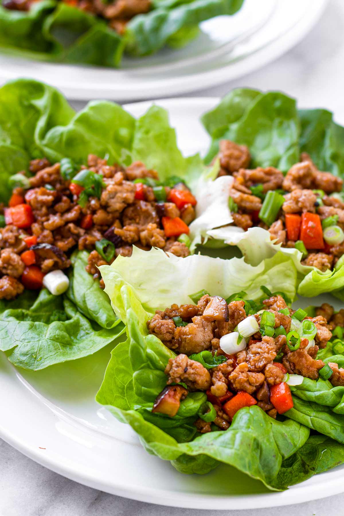 asian lettuce wraps with minced chicken