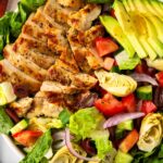 bowl of grilled mediterranean chicken salad