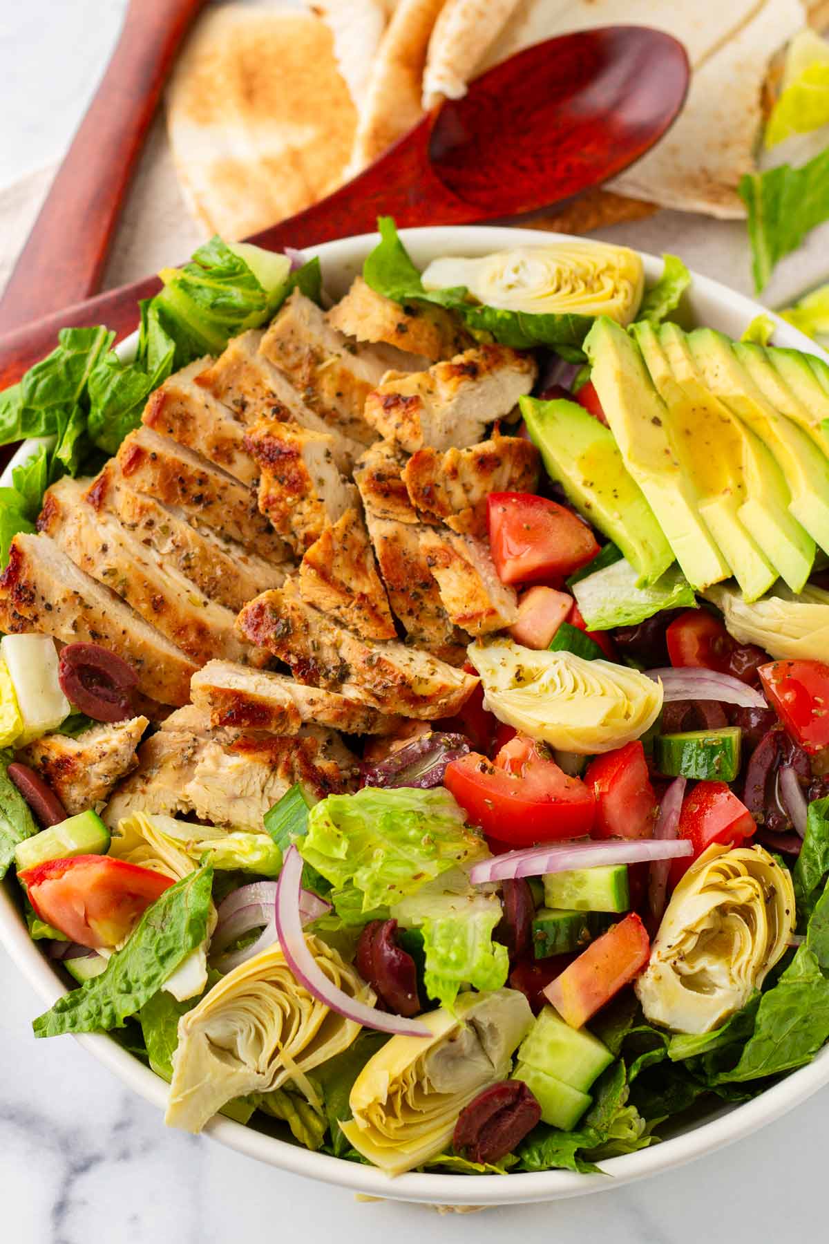 mediterranean chicken salad with dressing