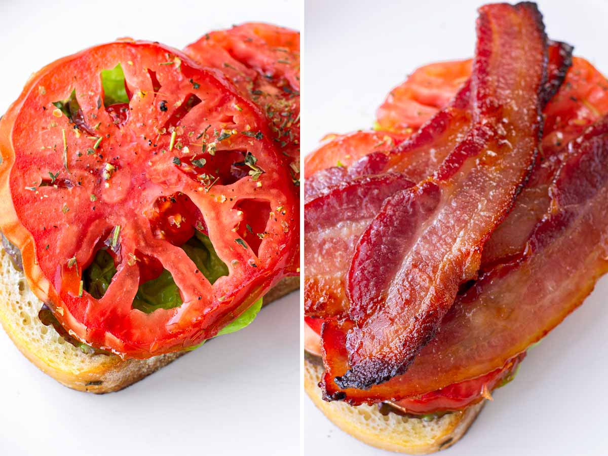 tomato and bacon on bread