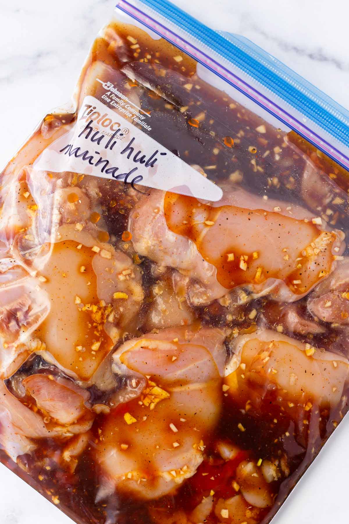 marinade and chicken in a bag