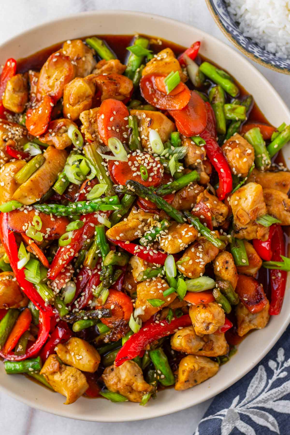 chicken teriyaki stir fry in bowl