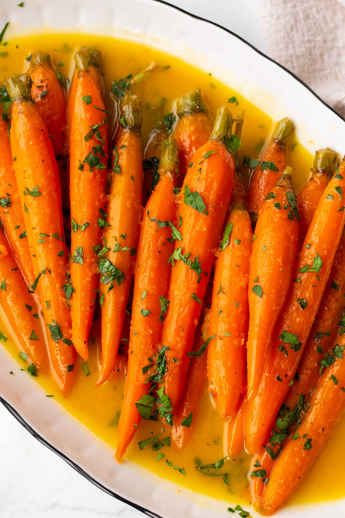 platter with garnished glazed carrots