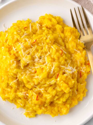 plate with saffron risotto