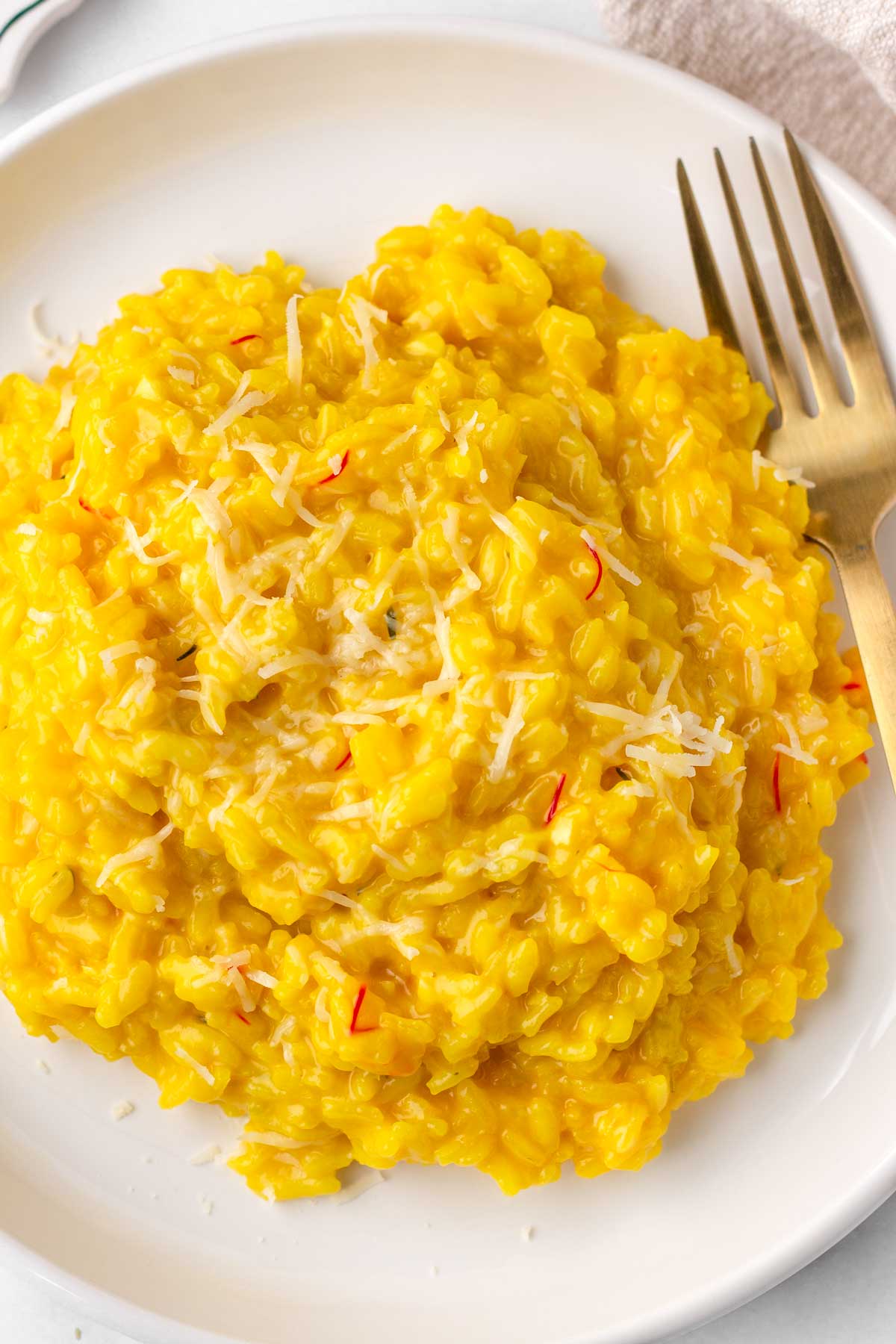 plate with saffron risotto