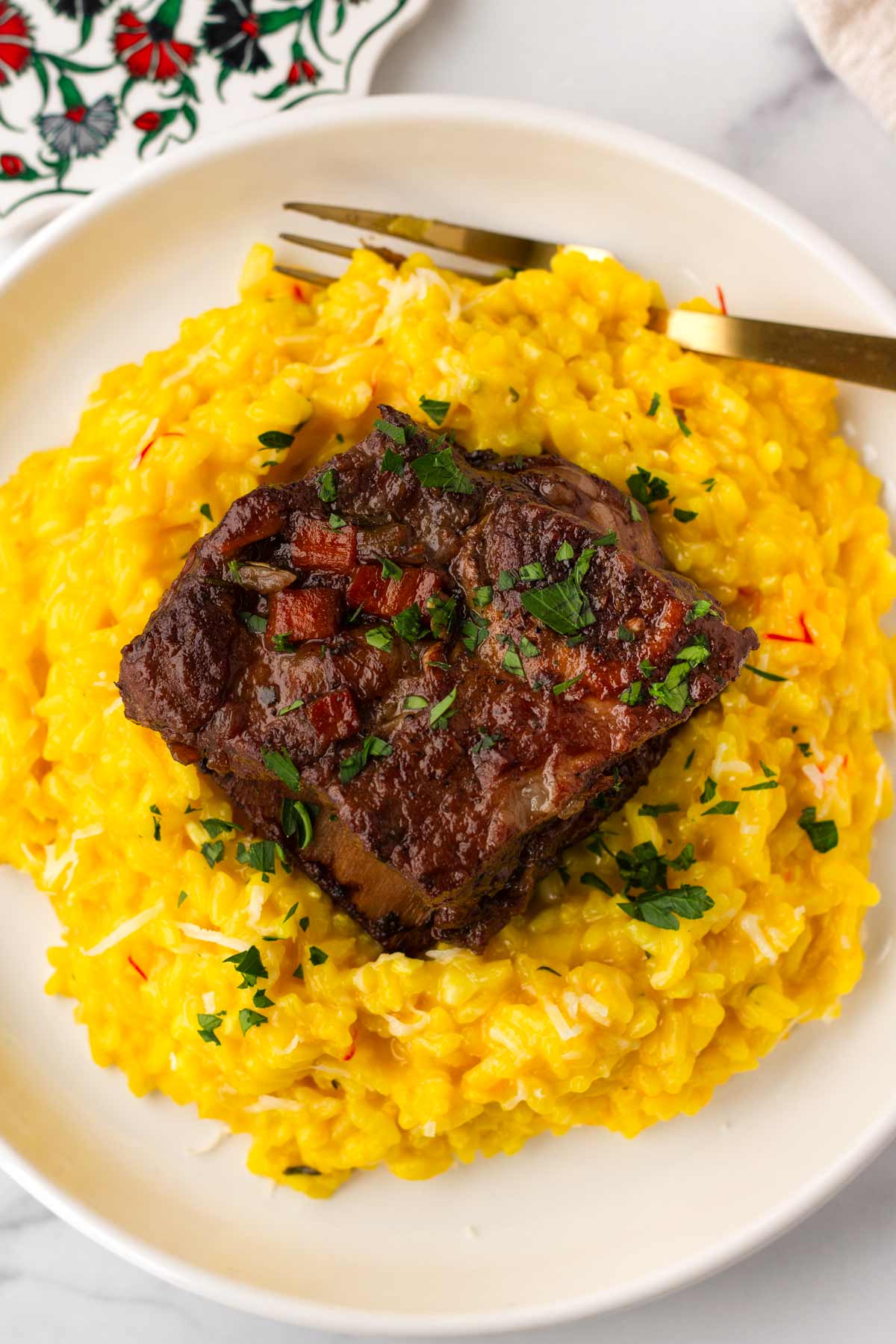 saffron risotto with braised beef