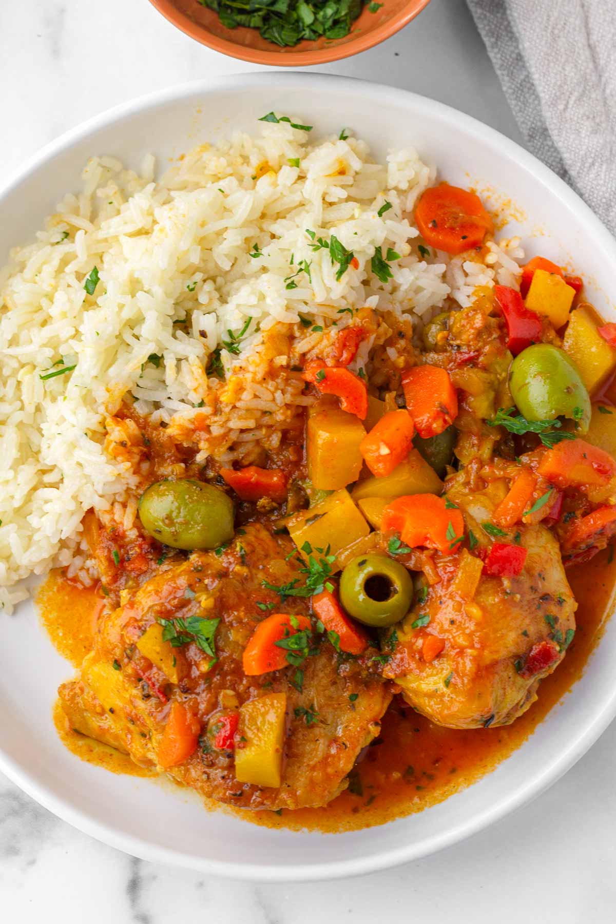 spanish chicken stew with garlic rice