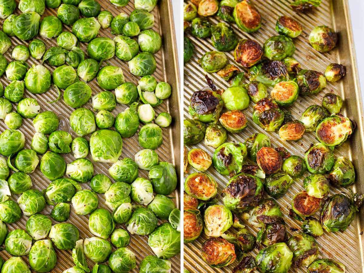 roasting halved brussels sprouts on sheet pan