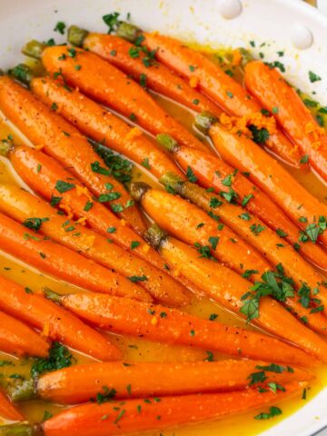 honey glazed carrots in skillet