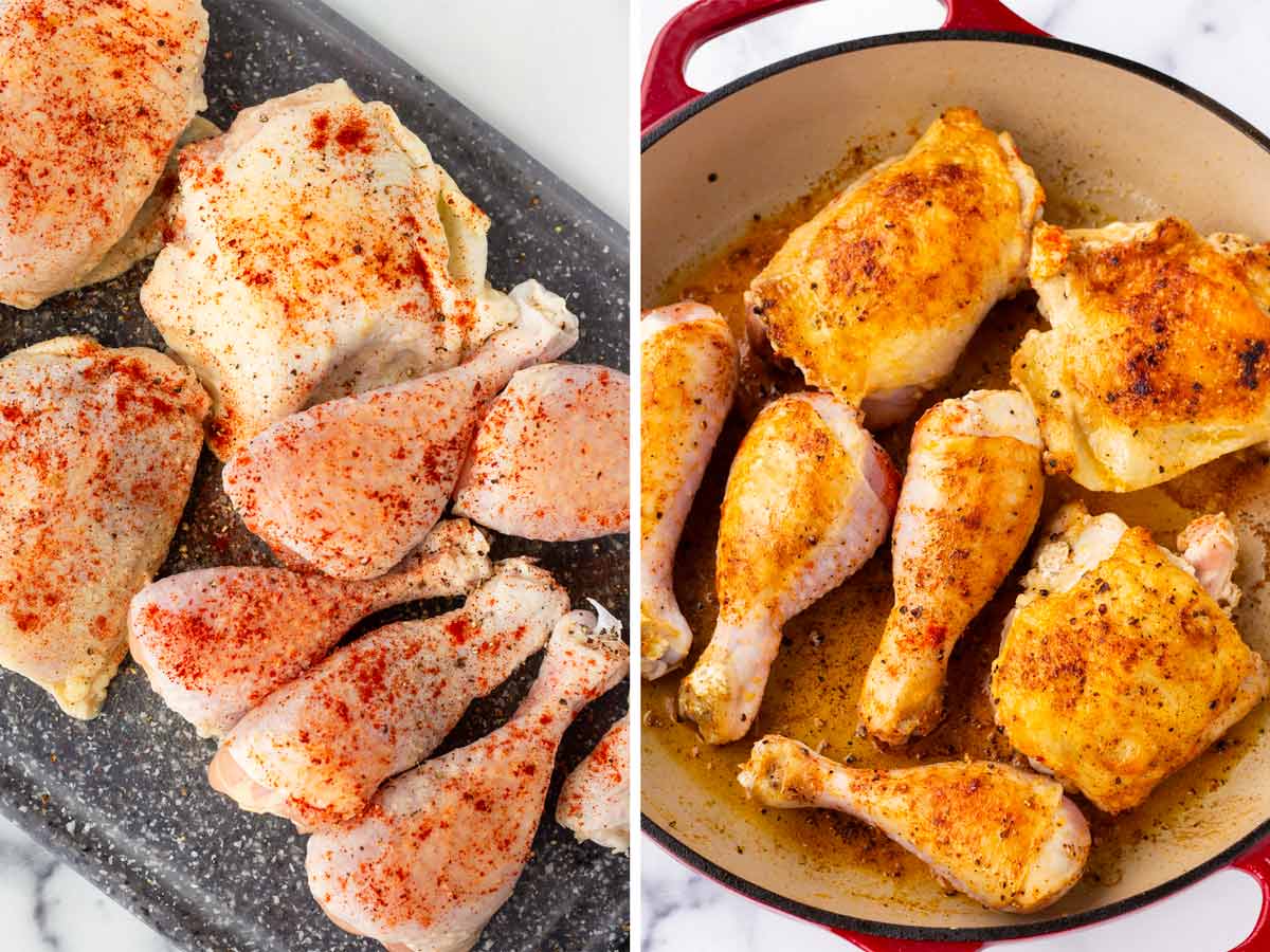 seasoning and searing chicken