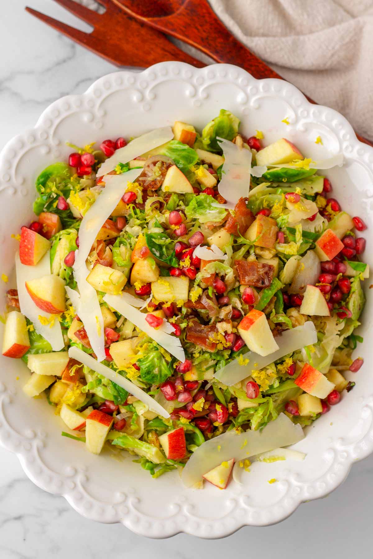 warm brussels sprouts salad with apples