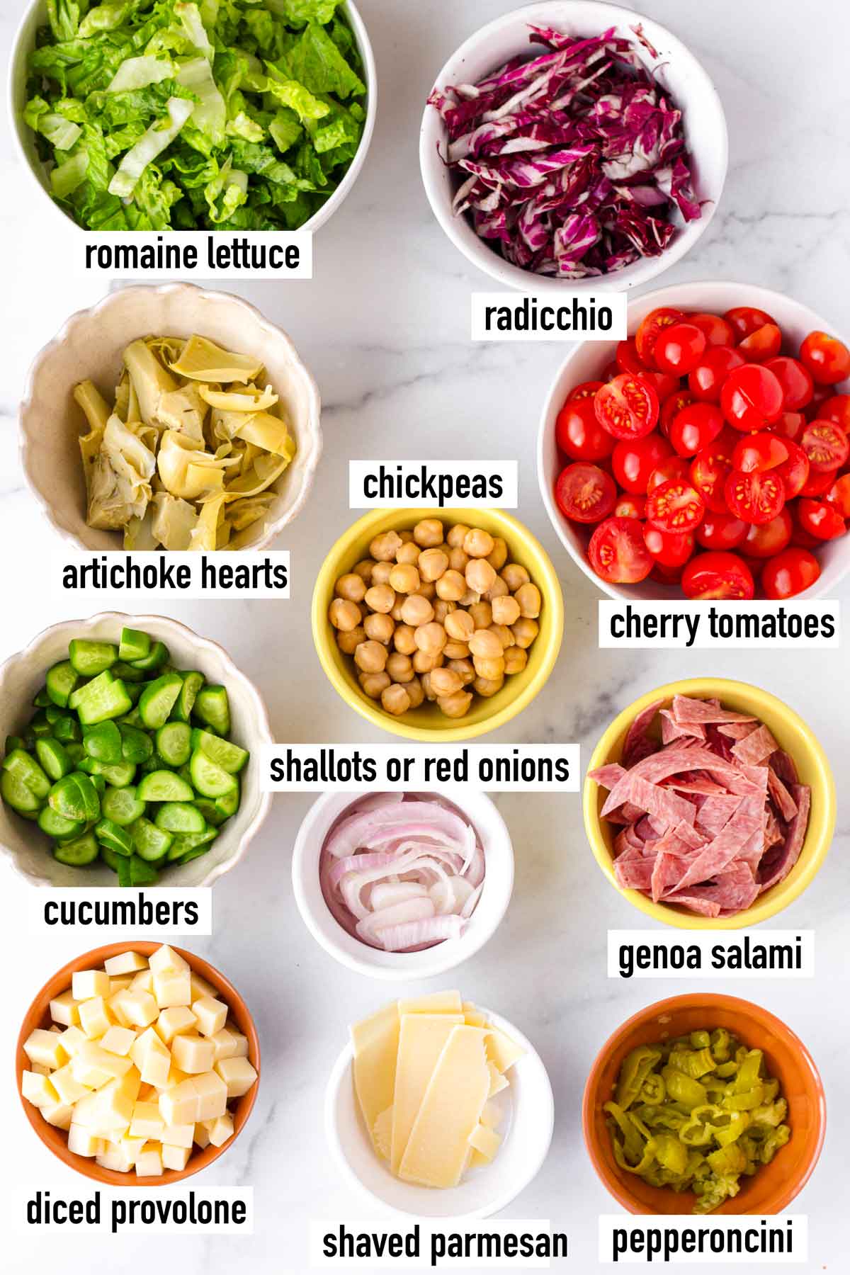 labeled chopped ingredients