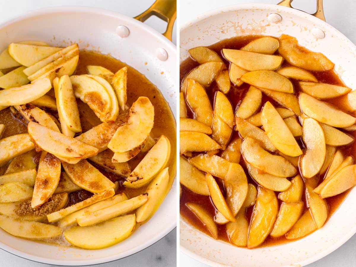 cooking apples in skillet